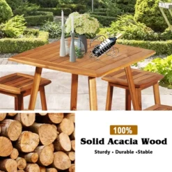 Costway 5PCS Acacia Patio Dining Set W/Square Table & 4 Stools Reddish Brown 13 Costway 5PCS Acacia Patio Dining Set W/Square Table & 4 Stools Reddish Brown -Garden Furniture Store GUEST 179cd35c 2881 476c 91cd 4295366ff98c