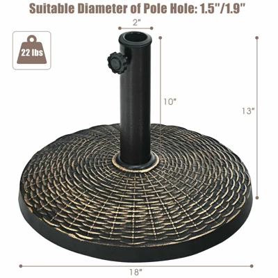 Tangkula 18" Patio Resin Umbrella Base, 24 LBS Outdoor Heavy Duty Round Umbrella Base 1 Tangkula 18" Patio Resin Umbrella Base, 24 LBS Outdoor Heavy Duty Round Umbrella Base