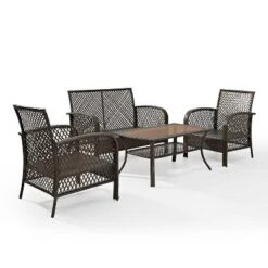 Tribeca 4pc Outdoor Wicker Conversation Set - Sand/Brown - Crosley -Garden Furniture Store GUEST 19322bfd 38d9 4687 a3a9 c2e0b7d0bd9b