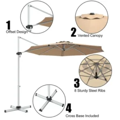 Costway 11' Patio Cantilever Offset Umbrella 360Degree Rotation Outdoor Tilt W/Base -Garden Furniture Store GUEST 1a579a5b 2068 400a 9bc4 23396d95d3b1
