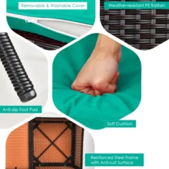 Tangkula Patio Loveseat 2 Person Cushioned Seats With Center Table Outdoor Rattan Furniture Set Turquoise/ Red -Garden Furniture Store GUEST 1a64c75d ec61 4dfe ab35 905db55bf19a