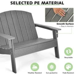 Costway Patio Adirondack Chair Loveseat Bench HDPE Weather Resistant Deck Grey -Garden Furniture Store GUEST 1acc5510 9306 4ab5 8660 2a780e92b535