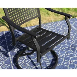5pc Outdoor Dining Set With Swivel Chairs With Cushions & Round Metal Table With Umbrella Hole - Black - Captiva Designs 17 5pc Outdoor Dining Set With Swivel Chairs With Cushions & Round Metal Table With Umbrella Hole - Black - Captiva Designs -Garden Furniture Store GUEST 1af22464 14d8 443e 873b 7b00998e1a4d