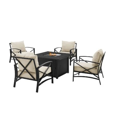 Kaplan 5pc Outdoor Conversation Set With Dante Fire Table & 4 Arm Chairs - Oatmeal - Crosley 7 Kaplan 5pc Outdoor Conversation Set With Dante Fire Table & 4 Arm Chairs - Oatmeal - Crosley - Image 7