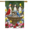 Briarwood Lane Birdbath Gathering Spring House Flag Floral Birds