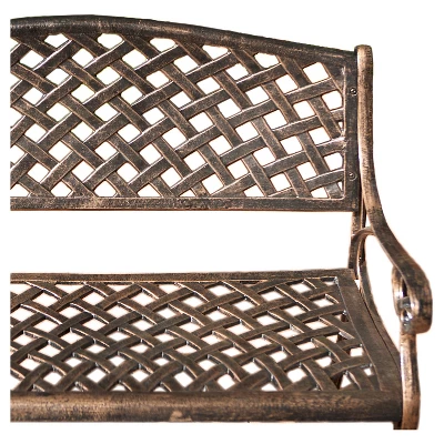 Cozumel Cast Aluminum Patio Bench - Antique Copper - Christopher Knight Home 2 Cozumel Cast Aluminum Patio Bench - Antique Copper - Christopher Knight Home - Image 2