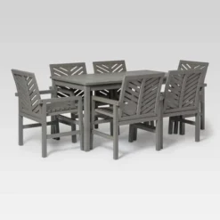 7pc Slatted Chevron Acacia Patio Dining Set - Saracina Home -Garden Furniture Store GUEST 1d49e516 b23d 4ee6 a1e1 e3a2c4f32dfa