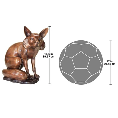 Design Toscano The Observant Sitting Fox Cast Bronze Garden Statue 2 Design Toscano The Observant Sitting Fox Cast Bronze Garden Statue - Image 2