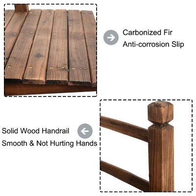 Costway 5' Wooden Bridge Stained Finish Decorative Solid Wood Garden Pond Arch Walkway 3 Costway 5' Wooden Bridge Stained Finish Decorative Solid Wood Garden Pond Arch Walkway - Image 3