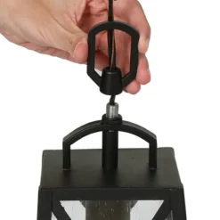 11" Metal/Seeded Glass Square Outdoor Pendant Light Black - LNC -Garden Furniture Store GUEST 1eaffbf3 bcbf 461d 9b7c 502665e0322f