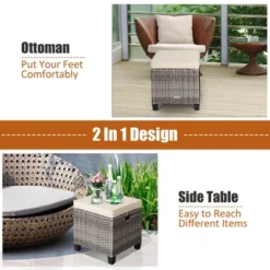 Costway 2PCS Patio Rattan Cushioned Ottoman Seat Foot Rest Table 16 Costway 2PCS Patio Rattan Cushioned Ottoman Seat Foot Rest Table -Garden Furniture Store GUEST 1ebff116 006c 4370 8734 34b17b859c9d