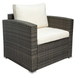 7pc Wicker Patio Seating Set With Cushions & Storage Box - Gray/Beige - GODEER -Garden Furniture Store GUEST 1f78c873 a9f3 410d 8cb9 3942e5747459