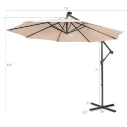 Costway 10FT Cantilever Solar Powered 32LED Lighted Patio Offset Umbrella Outdoor RedBeigeCoffeeBlueNavy -Garden Furniture Store GUEST 1f83675c b4ab 4189 bf8f 2f5bd044437d