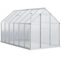 Outsunny Aluminum Greenhouse, Polycarbonate Walk-in Garden Greenhouse Kit With Adjustable Roof Vent, Rain Gutter And Sliding Door For Winter, Silver 10 Outsunny Aluminum Greenhouse, Polycarbonate Walk-in Garden Greenhouse Kit With Adjustable Roof Vent, Rain Gutter And Sliding Door For Winter, Silver -Garden Furniture Store GUEST 1fc6468a 5de9 4cd2 bdba 40c4660fbc53