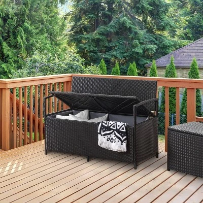 Parksville Patio Storage Bench - Black - CorLiving 1 Parksville Patio Storage Bench - Black - CorLiving