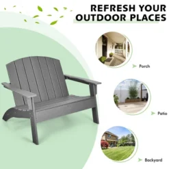 Costway Patio Adirondack Chair Loveseat Bench HDPE Weather Resistant Deck Grey -Garden Furniture Store GUEST 222a1fcd 728d 4333 86b5 0f98050ba12a
