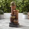 John Timberland Sphere Jugs And Column Rustic Cascading Outdoor Floor Water Fountain With LED Light 50" For Yard Garden Patio Home Deck Porch House