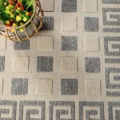 Traditional Geometric Infinity Border Indoor Outdoor Area Rug By Blue Nile Mills -Garden Furniture Store GUEST 22a55148 9455 4858 8be7 465b1949c21f