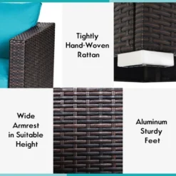 Costway 4PCS Patio Rattan Corner Sofa With Blue Cushion -Garden Furniture Store GUEST 22a88999 d79b 4710 8208 6191cf4e3f1f