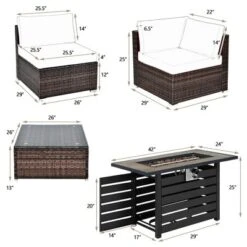 Costway 6PCS Patio Rattan Furniture Set 42'' Fire Pit Table Cover Sofa Cushion Off White/Black/Navy/Red/Turquoise 16 Costway 6PCS Patio Rattan Furniture Set 42'' Fire Pit Table Cover Sofa Cushion Off White/Black/Navy/Red/Turquoise -Garden Furniture Store GUEST 22bbc256 89c8 429b b574 b69f0e8e97e3