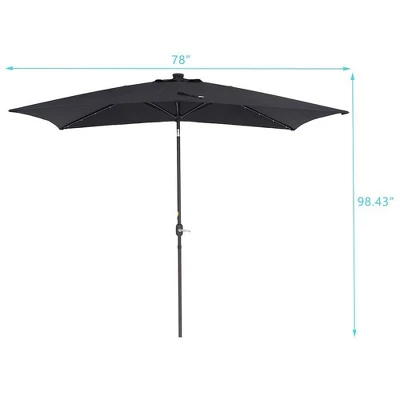 10' X 6.5' Solar LED Patio Umbrella With Tilt And Crank Lift Black - Wellfor 9 10' X 6.5' Solar LED Patio Umbrella With Tilt And Crank Lift Black - Wellfor - Image 9