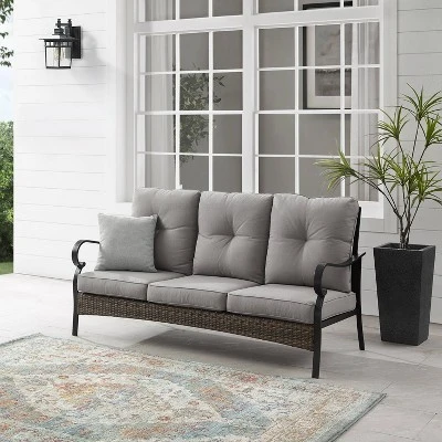 Dahlia Outdoor Steel Sofa Taupe/Matte Black - Crosley 1 Dahlia Outdoor Steel Sofa Taupe/Matte Black - Crosley