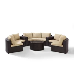Catalina 6pc Outdoor Wicker Sectional Set - Sand/Brown - Crosley -Garden Furniture Store GUEST 239f0b33 e4d5 4d3f a0d1 47d44c337629
