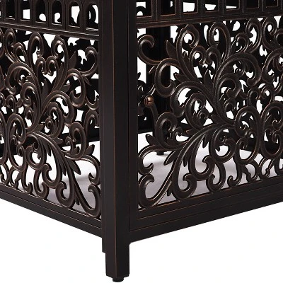 5pc Set With 42" Square Outdoor Aluminum Fire Table & Four Swivel Rocking Chairs & Wind Block - Oakland Living 7 5pc Set With 42" Square Outdoor Aluminum Fire Table & Four Swivel Rocking Chairs & Wind Block - Oakland Living - Image 7