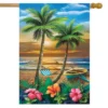 Briarwood Lane Sunset In Paradise House Flag Nautical Tropical Palm Trees 28" X 40"