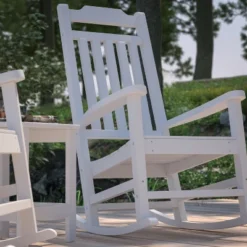 Merrick Lane Poly Resin Indoor/Outdoor Rocking Chair With Side Table -Garden Furniture Store GUEST 25d397f2 ea35 4f59 b1b9 304963d430e7