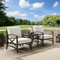 3pc Kaplan Outdoor Seating Set With 2 Chairs & Side Table - Oatmeal - Crosley -Garden Furniture Store GUEST 261b0c4f c461 4728 bad3 1a91945eb1bd