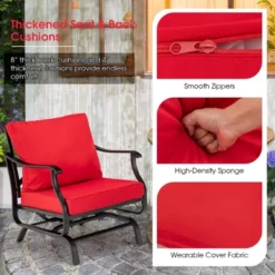Tangkula 3PCS Outdoor Rocking Chair Set Patio Conversation Bistro Set W/ Red Cushions 17 Tangkula 3PCS Outdoor Rocking Chair Set Patio Conversation Bistro Set W/ Red Cushions -Garden Furniture Store GUEST 26a1550a 5088 4c2d 916b 19e5cf02a66d