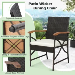 Costway 5PCS Patio Wicker Dining Set Cushion Armchairs Acacia Wood Table With Umbrella Hole 13 Costway 5PCS Patio Wicker Dining Set Cushion Armchairs Acacia Wood Table With Umbrella Hole -Garden Furniture Store GUEST 26c0fb63 af8b 4efe bcb1 27b72afd4048