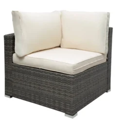 7pc Wicker Patio Seating Set With Cushions & Storage Box - Gray/Beige - GODEER -Garden Furniture Store GUEST 27497359 3c7a 480b 8528 e8b1a30b5668