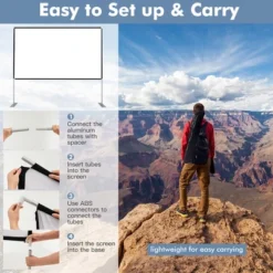 Costway 120'' Projector Screen W/ Stand 16:9 HD 4K Indoor Outdoor Projection Movie Screen -Garden Furniture Store GUEST 27cd883d aab2 4e5b 960a 56751c04f803