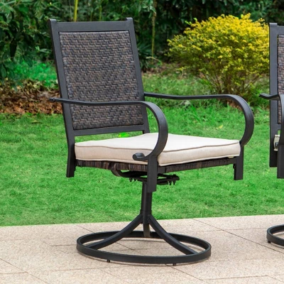 Rattan Wicker 360 Swivel Patio Dining Chairs - Captiva Designs 2 Rattan Wicker 360 Swivel Patio Dining Chairs - Captiva Designs - Image 2