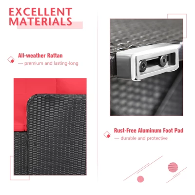 Tangkula Patio Rattan Daybed With 4 Pillows Cushioned Sofa For Outdoor 7 Tangkula Patio Rattan Daybed With 4 Pillows Cushioned Sofa For Outdoor - Image 7