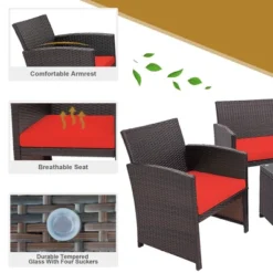 Costway 4PCS Patio Rattan Furniture Set Cushioned Chair Sofa Coffee Table White/Navy/Turquoise/Red 18 Costway 4PCS Patio Rattan Furniture Set Cushioned Chair Sofa Coffee Table White/Navy/Turquoise/Red -Garden Furniture Store GUEST 280c82ca 6c68 44e3 9760 231fffac2171