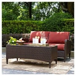 Kiawah 2 Piece Outdoor Wicker Seating Set With Chair & Ottoman - Sangria - Crosley -Garden Furniture Store GUEST 283fb63b 043e 4f79 8053 aef17d94fdf5