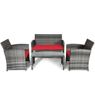 Tangkula 4-Piece Outdoor Patio Furniture Set Rattan Wicker Conversation Sofa Set 5 Tangkula 4-Piece Outdoor Patio Furniture Set Rattan Wicker Conversation Sofa Set - Image 5