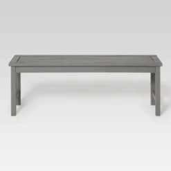 Ravenscroft Modern Boho Acacia Wood Slat Top Outdoor Dining Bench - Gray Wash - Saracina Home -Garden Furniture Store GUEST 28a837eb 59ee 4062 beb1 fa99fffdaa10