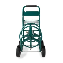 Liberty Garden Products LBG-872-2 4 Wheel Hose Reel Cart Holds Up To 350 Feet Of 5/8" Hose With Basket For Backyard, Garden, Or Home, Green