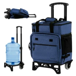 Costway 50-Can 3-in-1 Insulated Rolling Cooler With Adjustable Handle & Bottom Plate Blue/Grey -Garden Furniture Store GUEST 2943366c 5ade 41fd 9d15 93a6a7c9a5d8