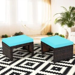 Costway 2PCS Patio Rattan Ottoman Cushioned Seat Foot Rest Furniture TurquoiseRedWhite 23 Costway 2PCS Patio Rattan Ottoman Cushioned Seat Foot Rest Furniture TurquoiseRedWhite -Garden Furniture Store GUEST 2a23788e 90a7 48e1 8f80 76e40a181cd4