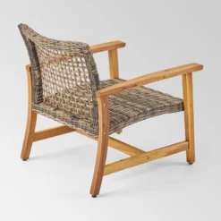 Breakwater 5pc Wood & Wicker Patio Chat Set With Fire Pit - Natural/Gray/Brown - Christopher Knight Home -Garden Furniture Store GUEST 2a451d78 9254 458b 9507 f8dd4ae84387