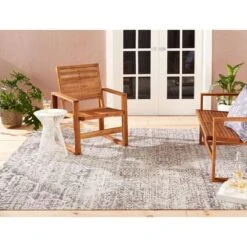 Sofia Fleur 7'9" X 10'2" Outdoor Patio Rug Gray - Nicole Miller
