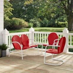 Griffith 3pc Outdoor Seating Set - Bright Red - Crosley -Garden Furniture Store GUEST 2b8d2e1a 3d81 467e a4af 0f2a4974aa5e