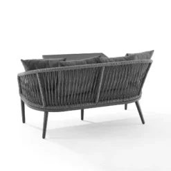 Dover 2pc Outdoor Rope Conversation Set With Loveseat & Coffee Table - Charcoal/Matte Black - Crosley -Garden Furniture Store GUEST 2c0fe05d 3254 47d3 b077 b3c0e85f8d54