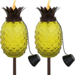Sunnydaze Decor Sunnydaze Outdoor Adjustable Height 3-in-1 Glass Tropical Pineapple Torches With Connected Snuffs And Metal Poles - 2pk -Garden Furniture Store GUEST 2c29fb88 1853 4314 a960 123f447ed1ba