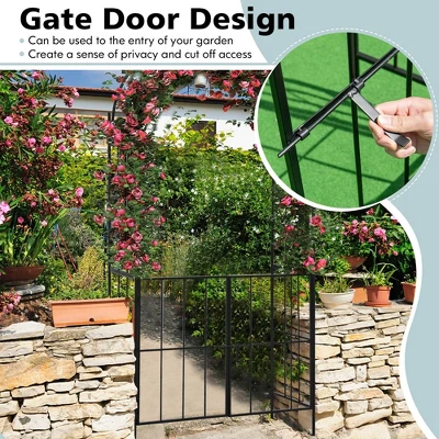 Costway Garden Arch Arbor Trellis With Gate 7.5 Ft Patio Archway Pergola For Wedding 5 Costway Garden Arch Arbor Trellis With Gate 7.5 Ft Patio Archway Pergola For Wedding - Image 5